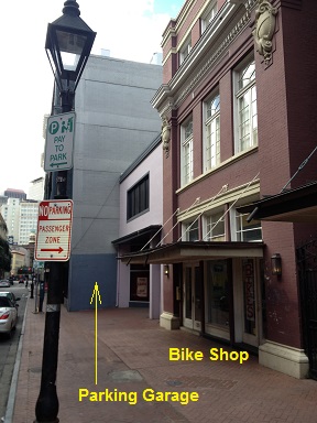 Parking in the French Quarter near the bike shop including on street metered parking and nearby parking garages