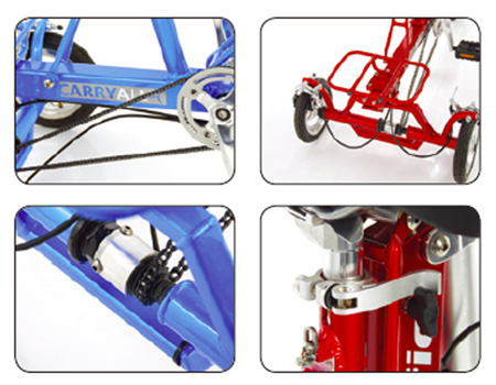 CarryAll folding tricycle - 4 closeup views