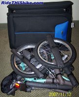 DownTube Mini folding bike and folding suitcase