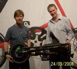 Larry Lagarde and Mark Sanders with a matt black Strida MAS Special signature edition