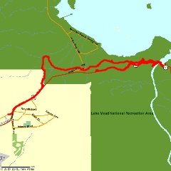 Map: Boulder City to Hoover Dam bike ride route