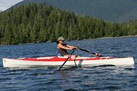 Julie Angus conducting a sea trial of the row boat